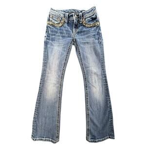 Miss Me Girls Size 10 Bootcut Denim Jeans Embellished Y2K